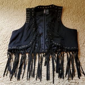 Bisou Bisou Fringed Faux Suede Vest